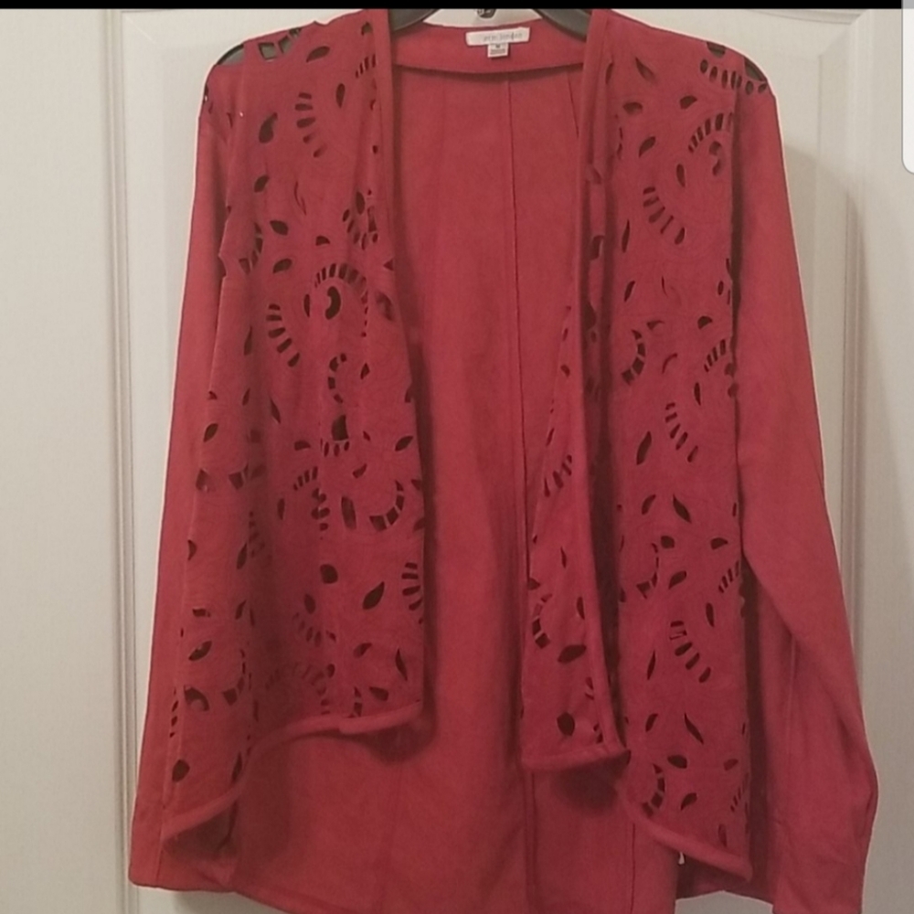 Erin London Red Hi/Low Cut Out Jacket Size M